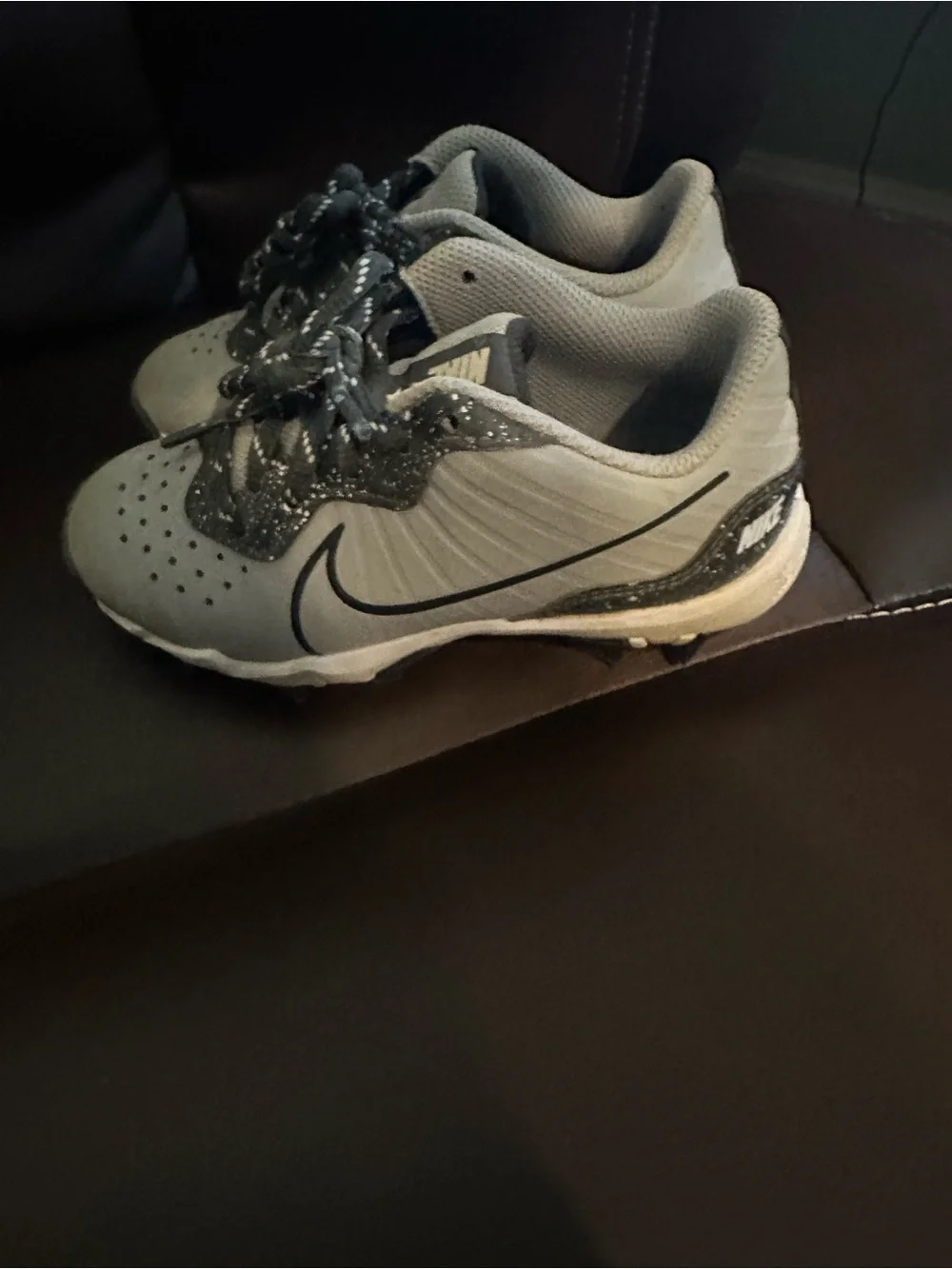 Nike Kids Gray and Black Sports Cleats -size 11